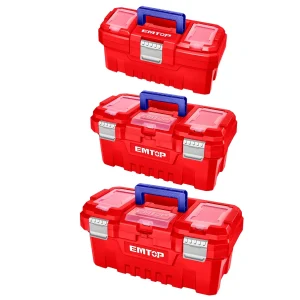Lot de 3 boîtes à outils en plastique 14" + 17" + 20" EMTOP